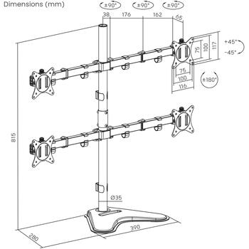 Sbox LCD-F048-2 крепление для монитора, 4x9кг, VESA 75x75-100x100, 17-32