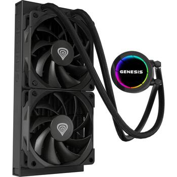 Genesis AIO šķidrumu dzesētājs, NLG-2318, 240 mm, 80 cfm, 2 ventilatori, PWM atbalsts, 2400 RPM sūknis (NLG-2318)