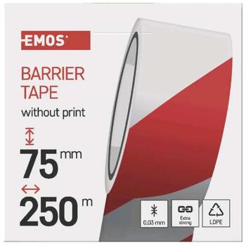 Emos Ограждающая лента F87525, 250 м, 75 мм, красная/белая, LDPE, без надписи, 0,03 мм, 1 шт. с бумажным механизмом (F87525)
