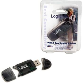LogiLink Считыватель карт памяти CR0007, USB 2.0, 480 Мбит/с, SD, SDHC, MMC, RS-MMC, черный (CR0007)