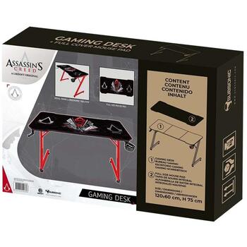Subsonic Игровой стол Assassins Creed SA5706-AC1, 120см, 60см, 75см, 18кг, черный, красный, сталь, MDF, регулировка высоты (SA5706-AC1)