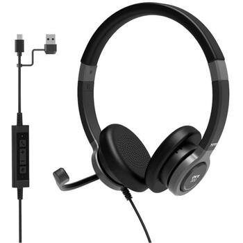 Port Connect наушники PRO ON'R 300 912001, проводные USB-A, накладные, черные, стерео, 32 Ом, 20-20k Гц, шумоподавление, микрофон (912001)