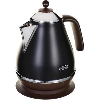 Delonghi Электрический чайник KBOV2001BK, 2000 W, 1.7 L, черный, нержавеющая сталь, 360° основание, индикатор уровня воды, фильтр (KBOV2001BK)