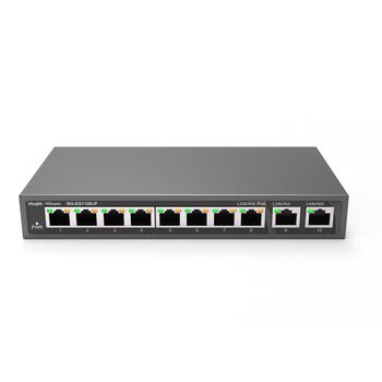 Ruijie RG-ES110D-P 8-портовый PoE+ коммутатор, 10/100Mbps, 6кВ, 5.6Gbps, 110W, черный (RG-ES110D-P)