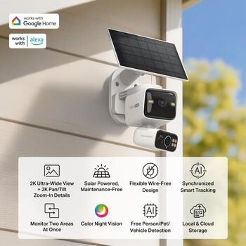 Tp-Link Беспроводная камера безопасности TAPO C645D KIT, 2K, 10.8x цифровое увеличение, 2 объектива, 360° горизонтальный обзор (TAPO C645D KIT)