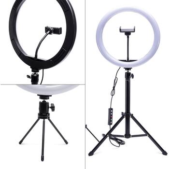 Rio LED gredza gaisma RL12-EU/1,4, 30cm, 5V, 176 LED, tālvadības pults, USB, RGB, 1 tālruņa turētājs (RL12-EU/1,4)