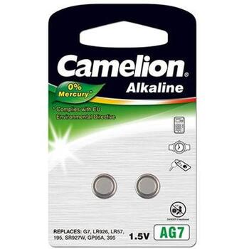 Camelion Щелочная кнопочная батарейка AG7-BP2 12050207, 2 шт., 1.5V, 34mAh, без ртути (12050207)