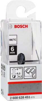 Padziļinājumu frēze 6 mm R1 4,7 mm, D 9,5 mm, Rokas frēzēm, malu frēzēm IELIEKTO GROPJU FRĒZE STANDARD FOR WOOD, 2608628451, BOSCH (2608628451)