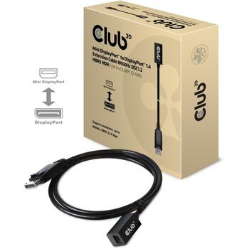 Club3D кабель-удлинитель DisplayPort CAC-1120 1м 8K60Hz DSC 1.2 HBR3 HDR, Mini DisplayPort F, DisplayPort M (CAC-1120)