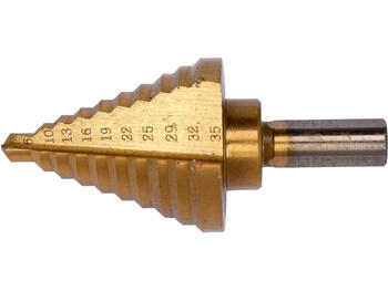 Yato pakāpju urbis YT-44739, 6-35mm, HSS 4241, 10 pakāpieni, TiN pārklājums, 75mm, 45mm, trīsstūra stiprinājums (YT-44739)