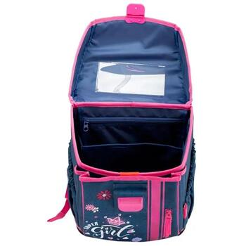 Hama 00183790 школьный рюкзак Jeans Girl, 19.7 л, 0.98 кг, 38x30.5x17 см, полиэстер, розовый/синий, эргономичный, светоотражающий (00183790)