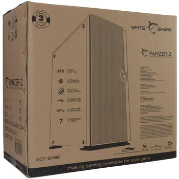 White Shark Datoru korpuss PANZER-2, Akrils / Metāls, 2x3.5 collas, 2x2.5 collas, 1xUSB 3.0, 2xUSB 2.0, ATX / M-ATX / ITX, 7 PCI (PANZER-2)