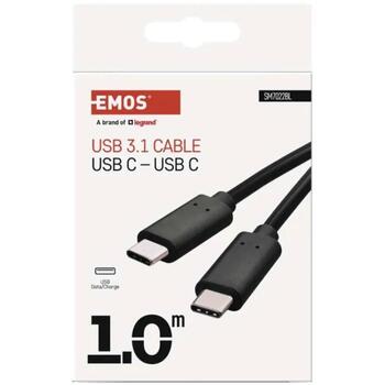 Emos Uzlādes un datu kabelis SM7022BL, 1m, melns, 3.1, 60W, 3A, 10Gbit/s, C-C, PVH, 1 gab. mazā kastītē (SM7022BL)