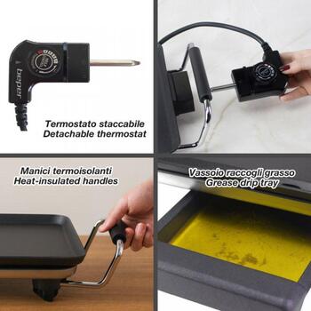 Beper Гриль P101BBQ070, 2000W, 70x23mm, антипригарное покрытие, регулируемый термостат, съемный поддон для жира (P101BBQ070)