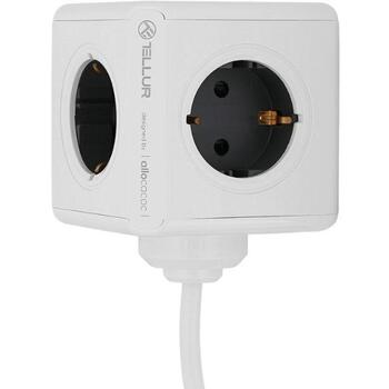Tellur Удлинитель TLL151111, 4 розетки, 2xUSB, 1.5m, 60W, защита безопасности, алюминий (TLL151111)