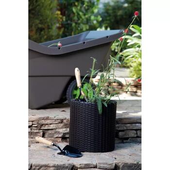 Keter Cylinder Planters S+M+L набор цветочных горшков, 29197934939, 3 шт., серый, имитация ротанга, дренаж (29197934939)