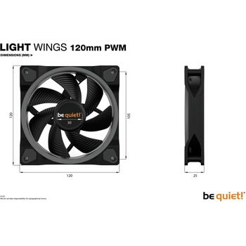 Be Quiet Datora korpuss ventilators Light Wings BL072, 120mm, 70.53m³/h, 1700RPM, 20.6dB, 4-pin, Multi LED (BL072)