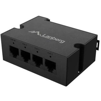 Lanberg Коммутатор PoE Удлинитель DIN-GE4-BT-90W, 4x1Gb, IEEE 802.3af/at/bt, Hi-PoE, металлические зажимы (DIN-GE4-BT-90W)