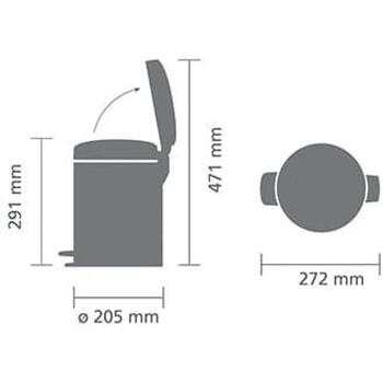 Brabantia NewIcon 149900 мусорное ведро, 5л, 20,5см, 29,1см, тихое закрывание крышки, педаль, съемная внутренняя корзина (149900)