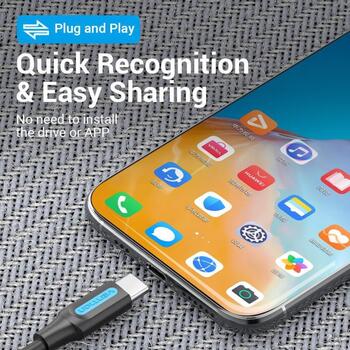 Vention CCVBB USB-C OTG-кабель, 0,15 м, USB 3.2 Gen 1, 5 Гбит/с, черный, ПВХ, прямой разъем (CCVBB)
