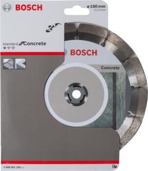 Dim. griešanas ripa BPE 180x22.23 mm, Lielām leņķa slīpmašīnām ar fiksācijas uzgriezni DIMANTA GRIEZĒJDISKS STANDARD FOR CONCRETE, 2608602199 BOSCH (2608602199)