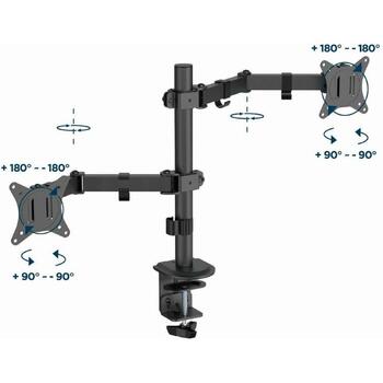 Gembird LCD монитор крепление MA-D2-03, 17-32'', 9 кг, 75 x 75 мм, 100 x 100 мм, 2 дисплея, черный (MA-D2-03)