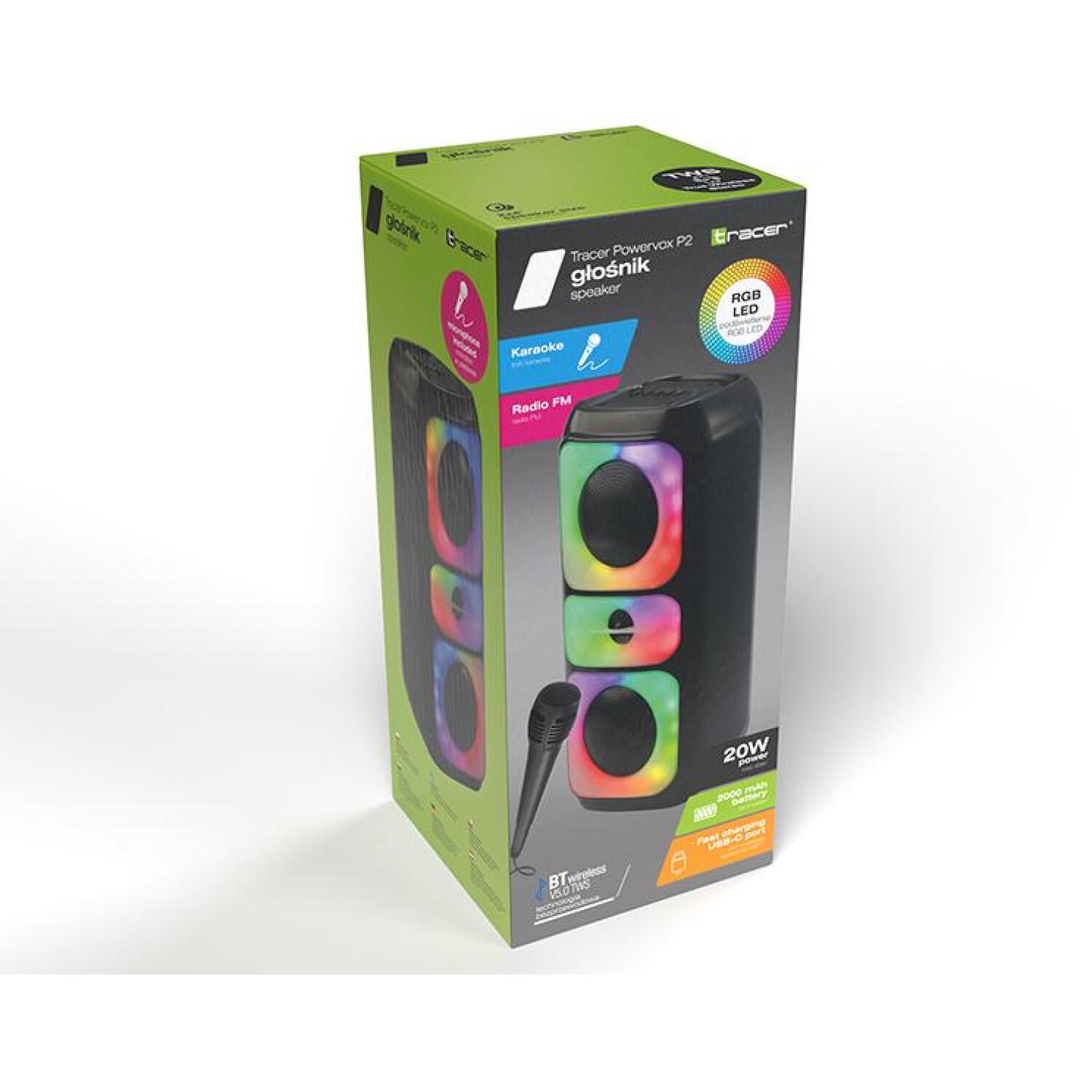 Tracer Портативная Bluetooth колонка TRAGLO47688, 20W, 6ч, FM радио, MicroSD слот, DC 5V, 2.0 колонки (TRAGLO47688)