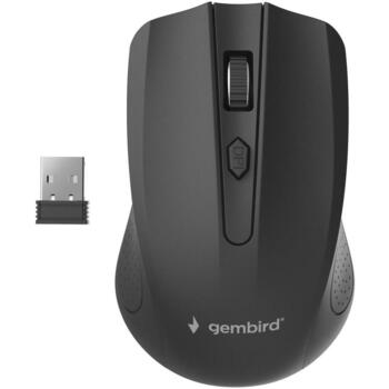 Gembird USB datorpele MUSW-4B-04, 4 pogas, 1600 DPI, RF bezvadu, melna krāsa, akumulators AAA (MUSW-4B-04)