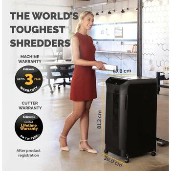 Fellowes Slēdzis AutoMax 350C 4964101 350 lapas, 4 x 38 mm, 68 L, P-4, Kluss, SmartLock, Auto Reverse, 4 riteņi (4964101)