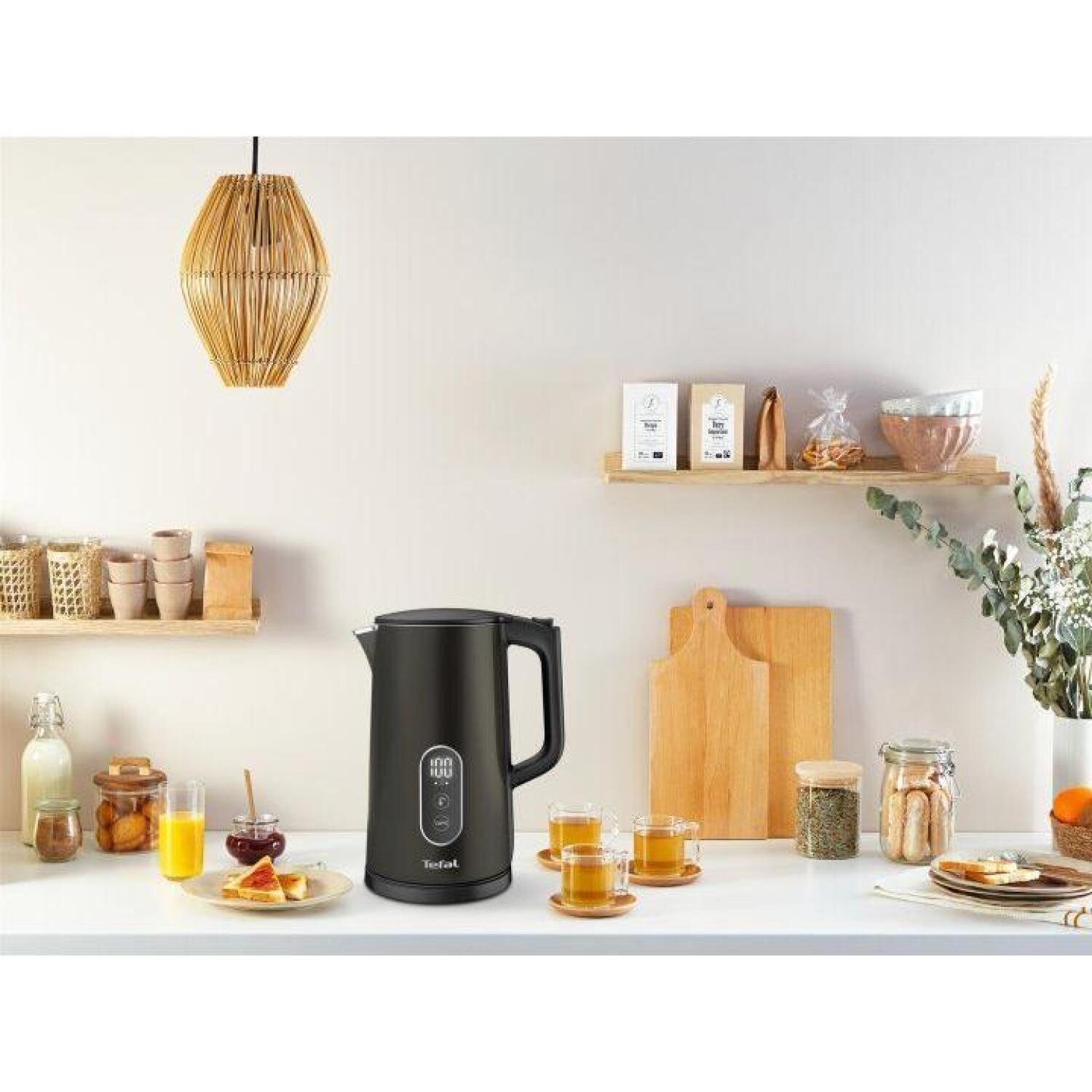 Tefal Цифровой чайник KI831E10, 1,7 л, 1800 Вт, черный, нержавеющая сталь, 360° поворотная база, автоматическое отключение (KI831E)
