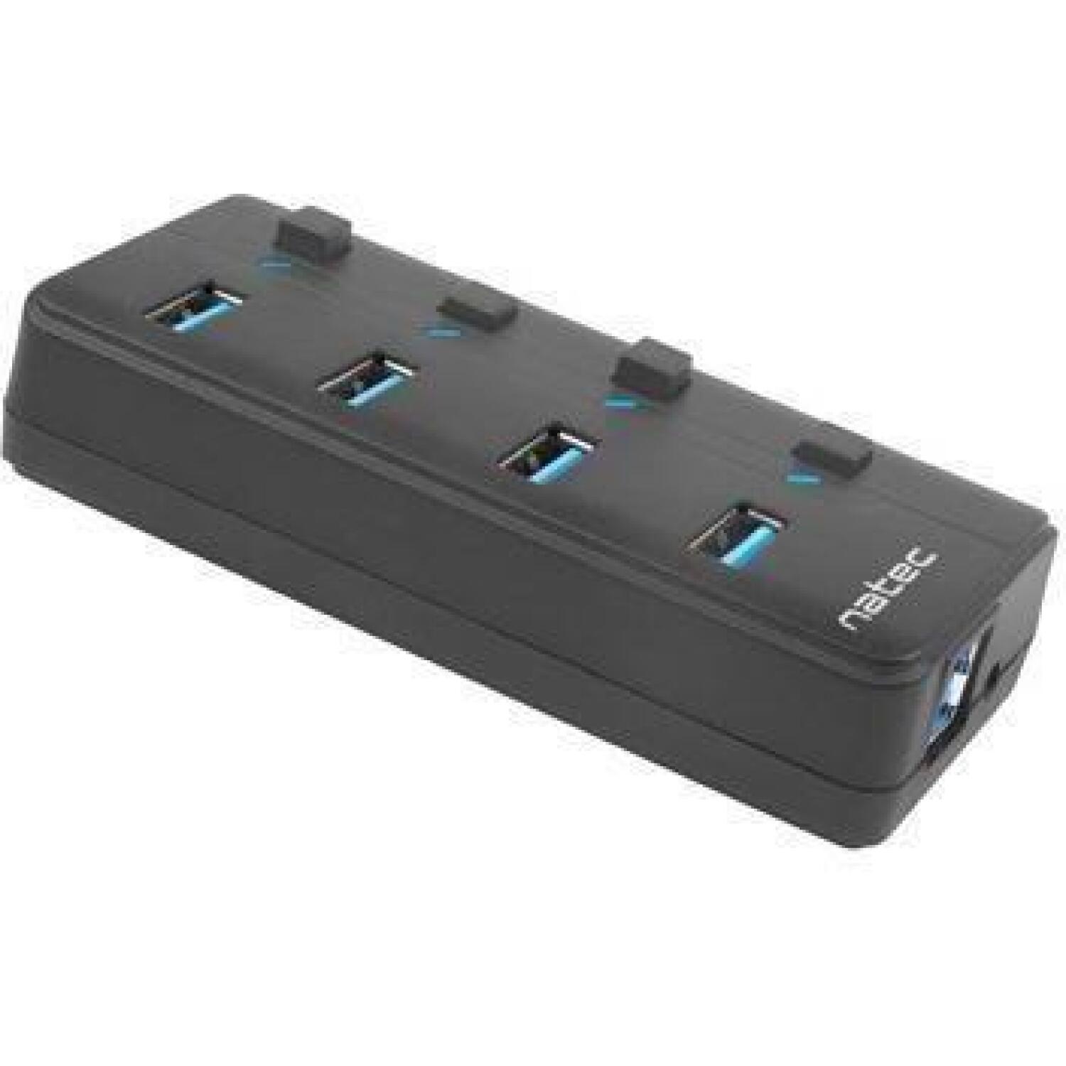 Natec USB хаб Mantis 2 NHU-1557, 4xUSB 3.0 A, 1xUSB B, 230V, переключатели, блок питания (NHU-1557)