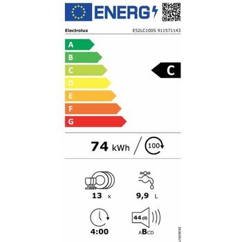 Electrolux E52LC100S встраиваемая посудомоечная машина, 60см, 6 программ, 44дБ, AirDry, QuickClean (E52LC100S)