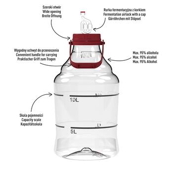 Browin 644315, 15 л, полипропилен, без BPA, широкое горло, ручка, гидрозатвор, шкала (644315)
