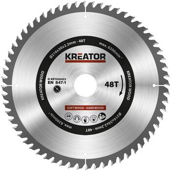Пильный диск по дереву Ø216x30x2,2мм, 48 зубьев Kreator (KRT020423)