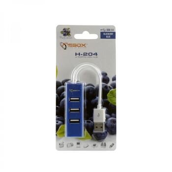 Sbox USB хаб H-204BL, 4 порта, 480 Mbit/s, 5 V, 0.5 A, синий, ABS, Plug and Play, hot-swap (H-204BL)