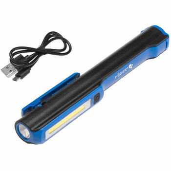 Hogert HT1E406 apskates lukturis, USB lādēšana, 160 lm, 3 W, 1200 mAh, 2.5 h, magnētisks, ABS (HT1E406)