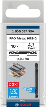 HSS-G urbis met. divp. 4,2x55 mm, 10 gab., Urbjmašīnām/skrūvgriežiem PRO METAL HSS-G DIVPUSĒJI SPIRĀLVEIDA URBIS, 2608597590, BOSCH (2608597590)
