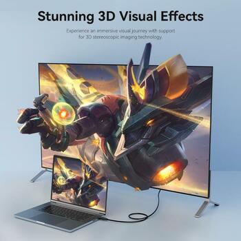 Vention kabelis DP uz DP 1m HAKBF, 1m, 6mm, 240Hz, 21.6Gbit/s, 3840x2160, melns, apaļš kabelis (HAKBF)