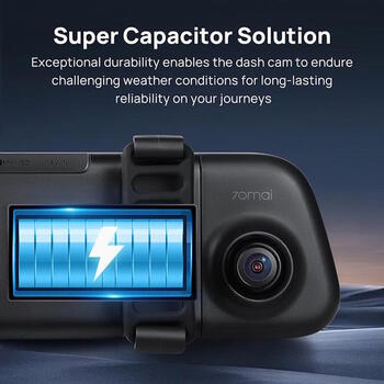 70MAI S500 Rearview Dashcam aizmugurējā skata videoreģistrators-spogulis ar 9.35″ IPS skārienekrānu 3K HDR (2592×1944 @30 fps) priekšējā kamera Sony STARVIS 2 IMX675, dubults režīms priekšā/aizmugurē (1080p) ~138° redzes leņķis GPS/G-Sensor/parkošanās uzr