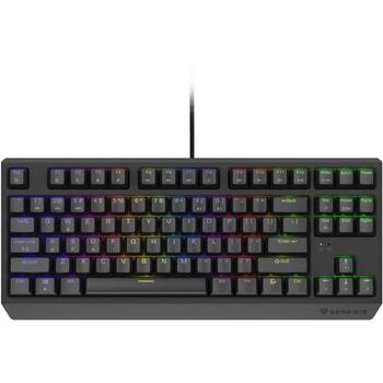 Genesis клавиатура THOR 230 TKL NKG-2077, 87 клавиш, QWERTY US, механическая, линейная, Outemu Red, RGB, USB-A, 1.6 м, черная (NKG-2077)