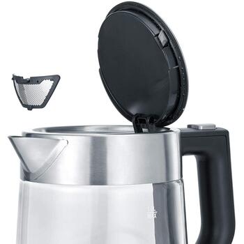 Severin Чайник WK 3468, 2200 W, 1 L, Стекло, Нержавеющая сталь, Автоматическое отключение, 360° Поворотная база (WK 3468)