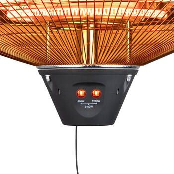 Eurom Partytent Heater 2100 piekaramais infrasarkanais terases sildītājs 2100W IP24 3 jaudas līmeņi 360° līdz 20m2 pelēks (336108)