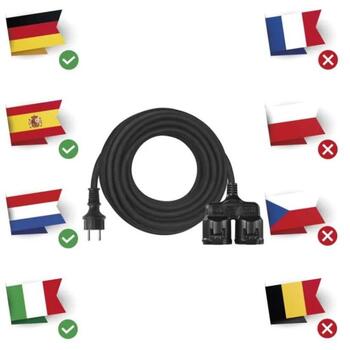 Emos Уличный удлинитель P0701, 10 м, 2 розетки, черный, 230 В, 16 А, IP44, резина, защита от детей (P0701)