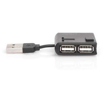 Digitus USB centrmezgls DA-70217, 4x USB 2.0, 480 Mb/s, melns, kompakts, galda (DA-70217)