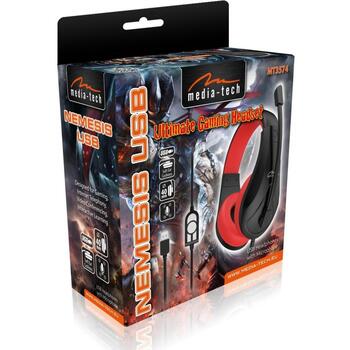 Media-Tech NEMESIS USB наушники MT3574, 1xUSB 2.0, 20Гц-20кГц, 180г, мягкий оголовье, регулируемый микрофон (MT3574)
