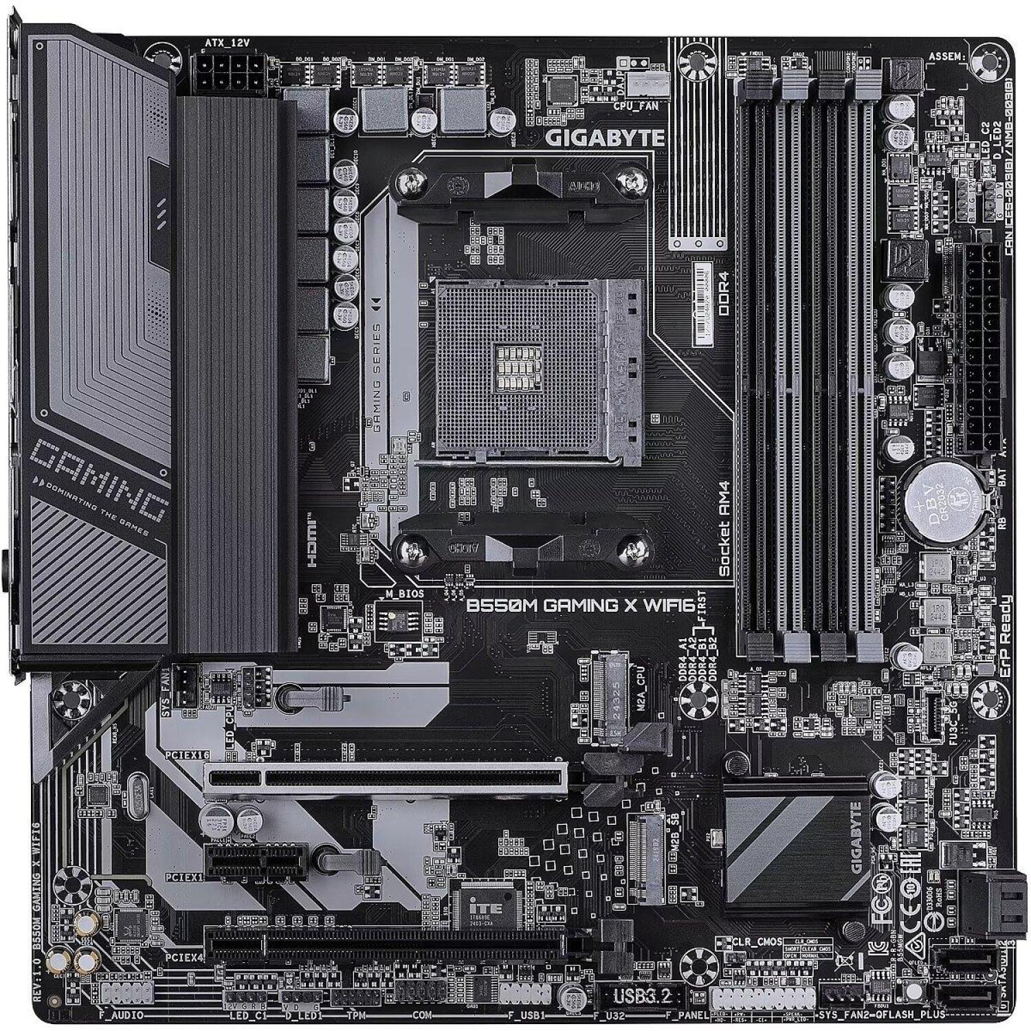 Gigabyte B550M GAMING X WIFI6, материнская плата, B550M GAMING X WIFI6, 4xSATA, 2xM.2, DDR4, AM4, 128GB, 802.11ax, Bluetooth 5.3 (B550M GAMING X WIFI6)