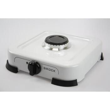 Brock GS 001 W Мини-плита, 1 конфорка, 268 мм, 64 мм, белая, чугунные горелки, защита от утечки газа (GS 001 W)