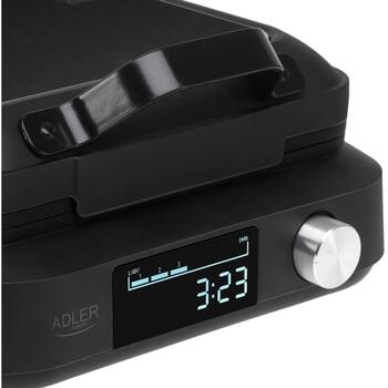 Adler Vafeļu cepējs AD 3087, 2200 W, 2 vafeles, Beļģu, LED displejs, regulējams termostats, nelīpošs pārklājums (AD 3087)