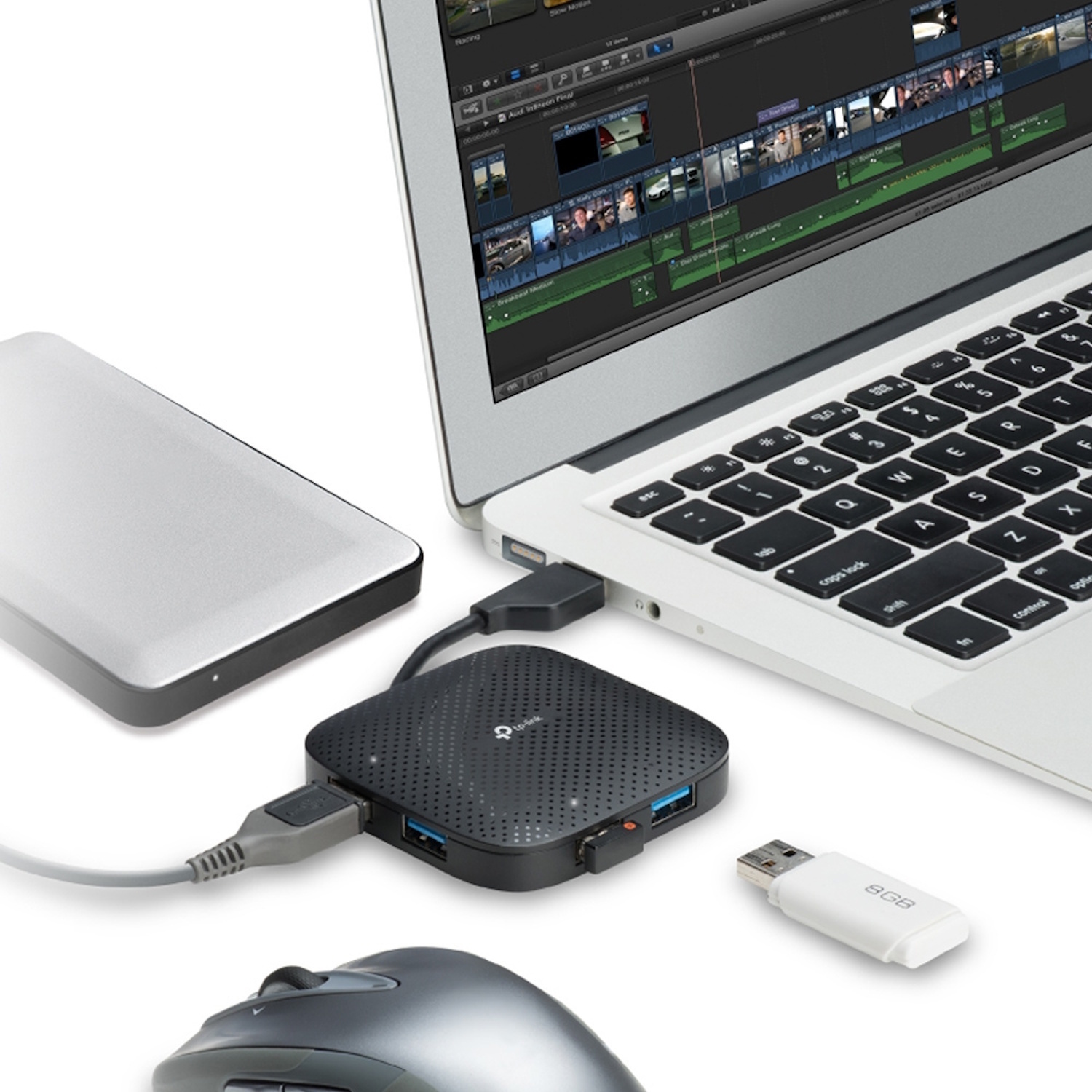 USB хаб 4 портовый USB 3.0 портативный UH400 USB 3.0 4×A Черный TP-Link (UH400)