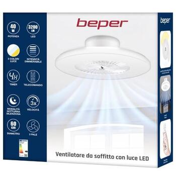 Beper потолочный вентилятор P206VEN650, 60см, 40Вт, 3 скорости, таймер, пульт дистанционного управления (P206VEN650)